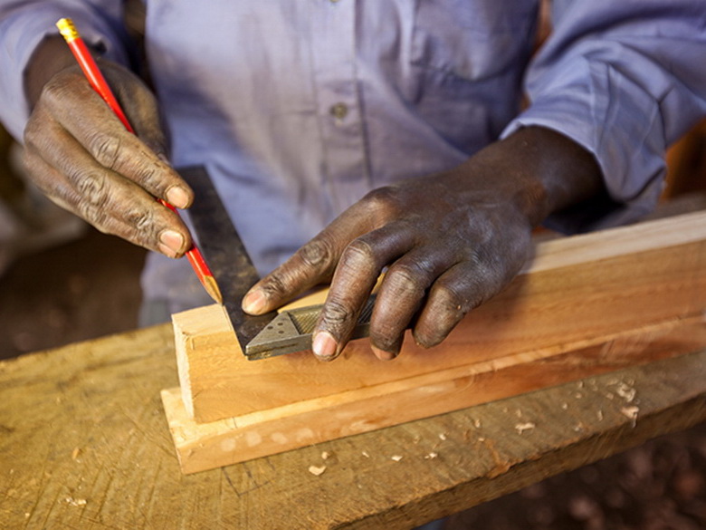 Carpenter marking timber